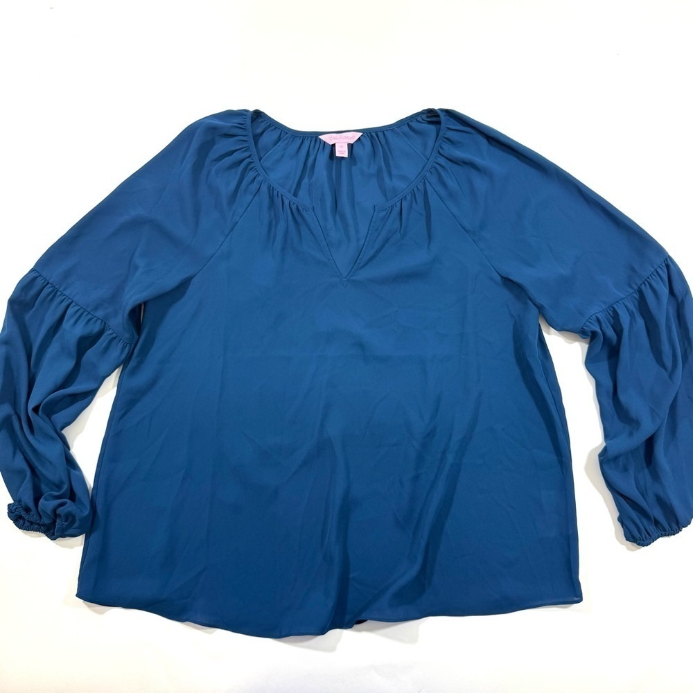 Lilly Pulitzer Charleigh Top Blouse Inky Blue Size Medium